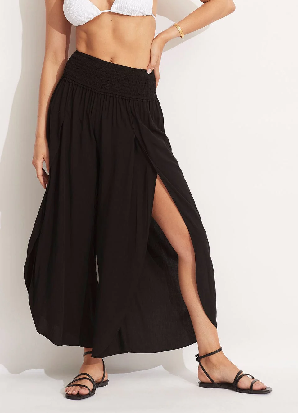 Seafolly Beach Basics Shirred Waist Wrap Pant - Image 4