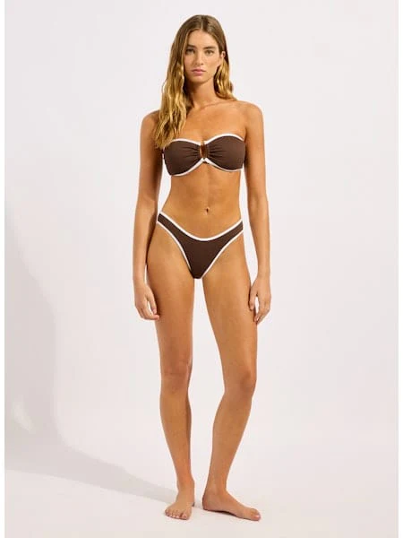 Seafolly Beach Bound Ring Front Bandeau - Dark Chocolate - Image 3