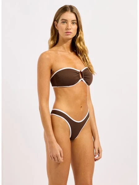 Seafolly Beach Bound Ring Front Bandeau - Dark Chocolate - Image 4