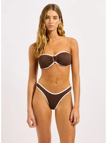 Seafolly Beach Bound Ring Front Bandeau - Dark Chocolate - Image 5