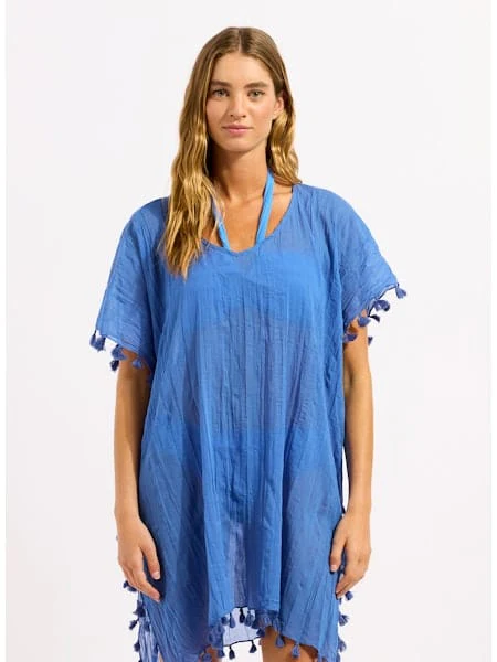 Seafolly Beachedit Amnesia Kaftan - Sapphire