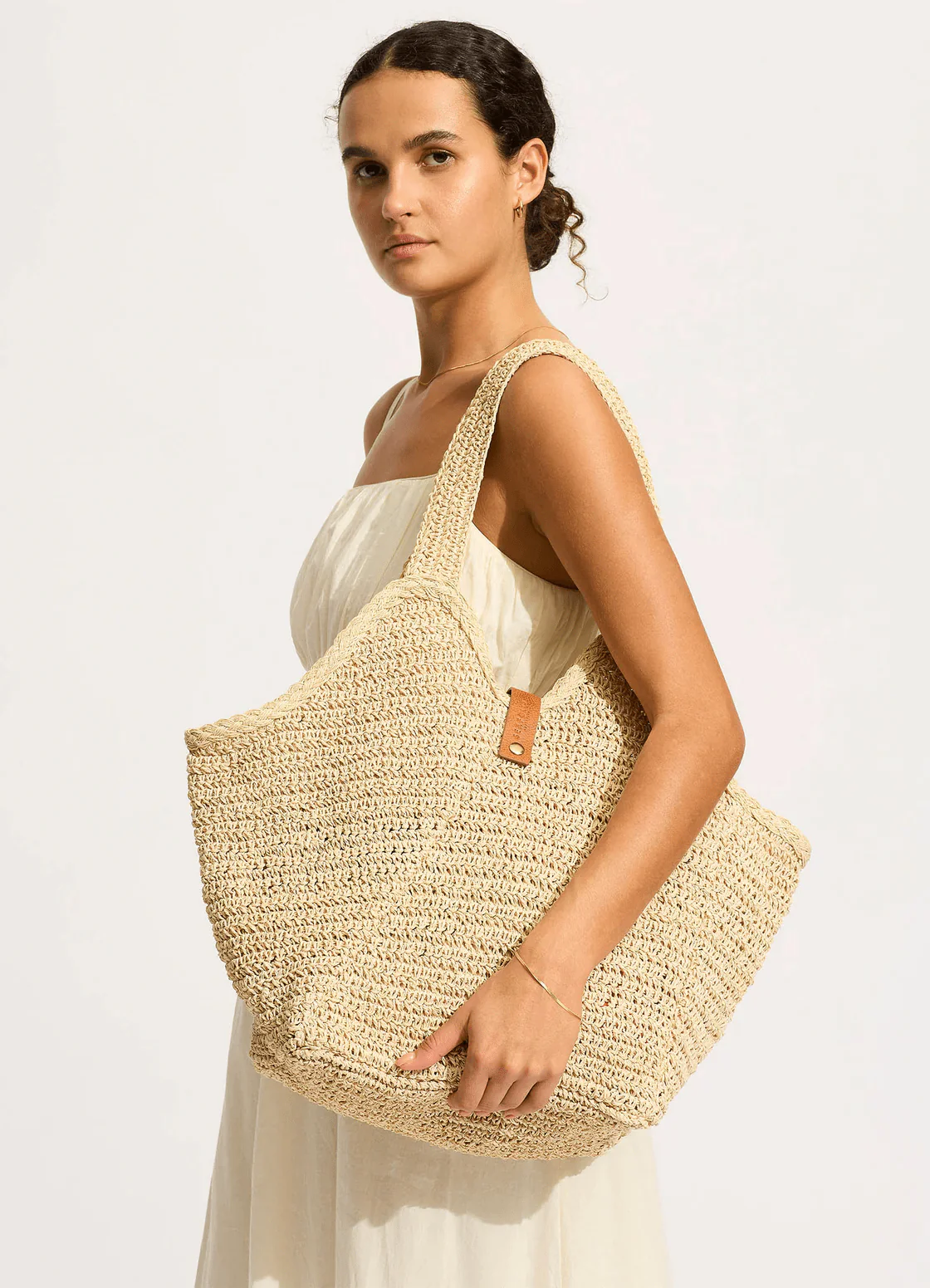 Seafolly Carried Away Mirage Woven Tote Bag - Natural - Image 4