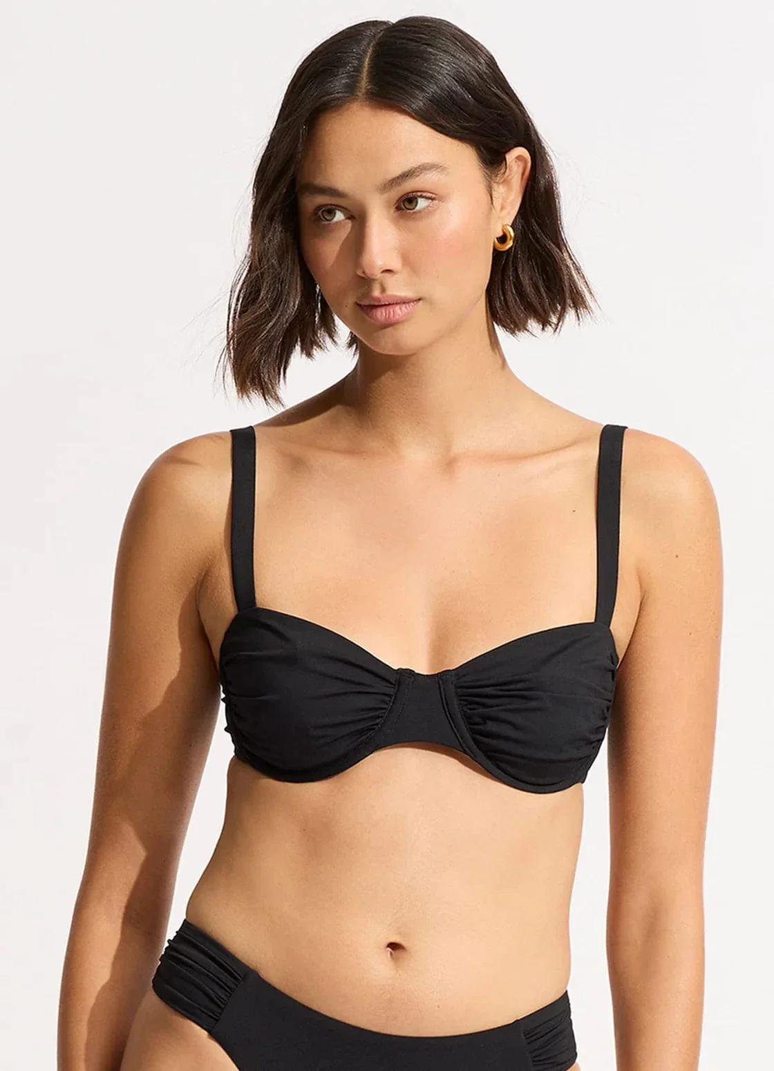 Seafolly Collective Ruched Underwire Bikini Top - Black - Image 5