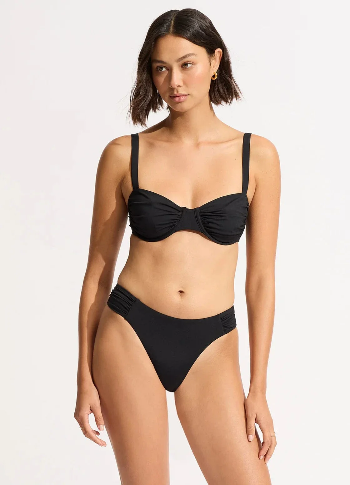 Seafolly Collective Ruched Underwire Bikini Top - Black - Image 6