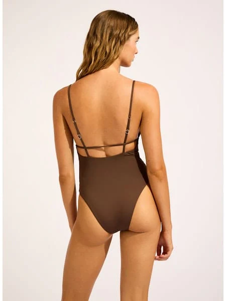 Seafolly Collective V Neck One Piece - Dark Chocolate - Image 2