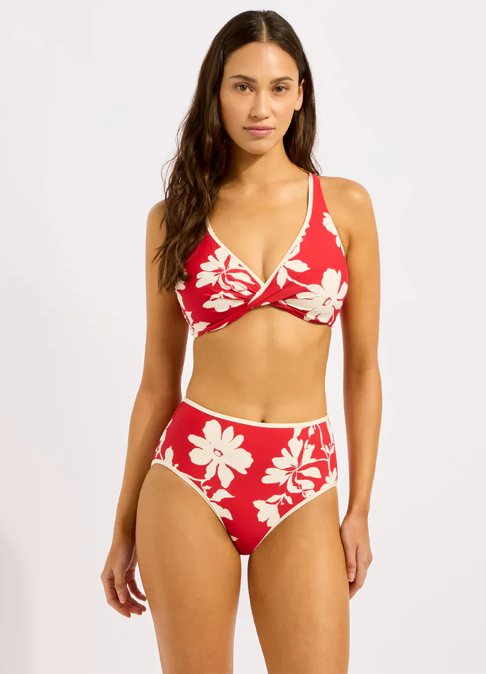 Seafolly Mayflower Wrap Front F Cup Bra - Cosmo Red