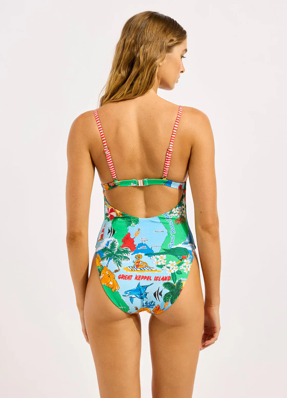 Seafolly Viva Vacation Square Neck One Piece - Powder Blue - Image 4