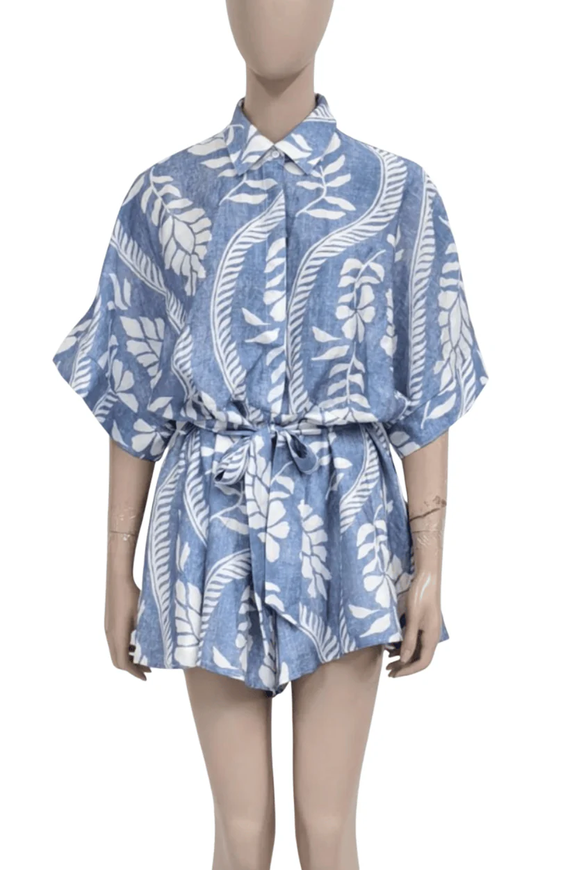 Sky Blue Motif Playsuit
