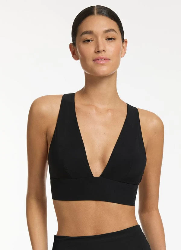 Jets Soft Triangle Bikini Top - Black - Image 4