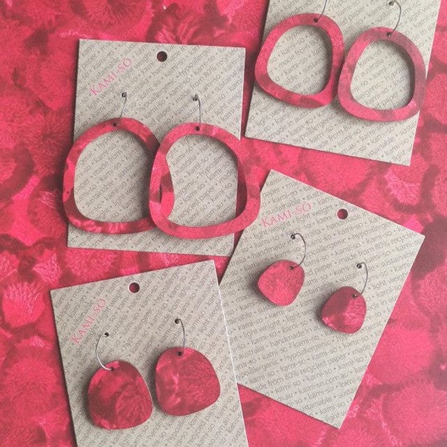 Square Recycled Paper Earrings - Large Hoop - Image 10