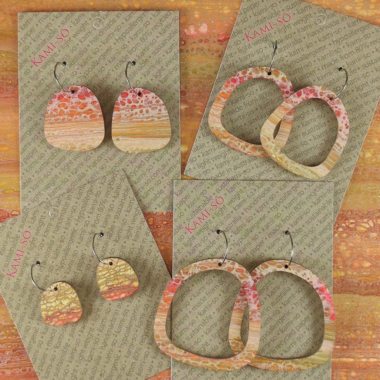 Square Recycled Paper Earrings - Large Hoop - Image 3