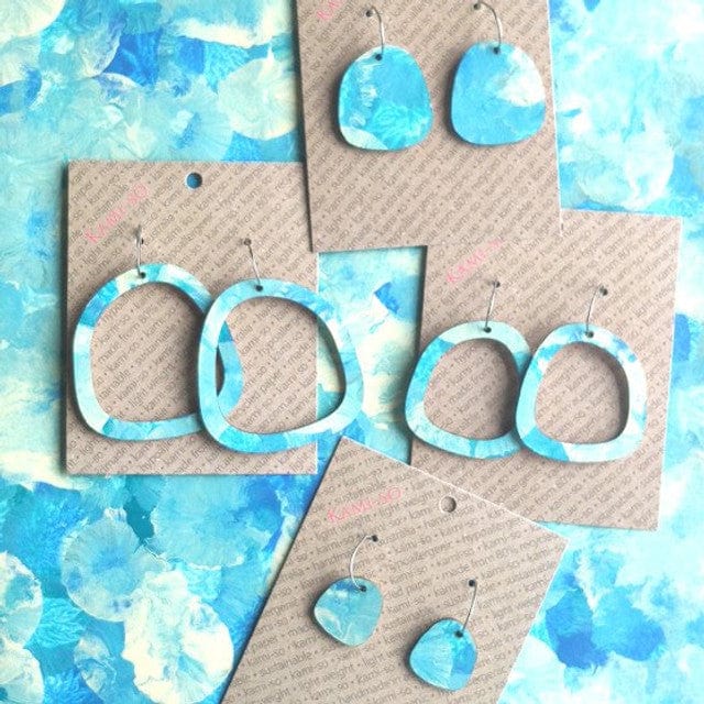 Square Recycled Paper Earrings - Large Hoop - Image 7