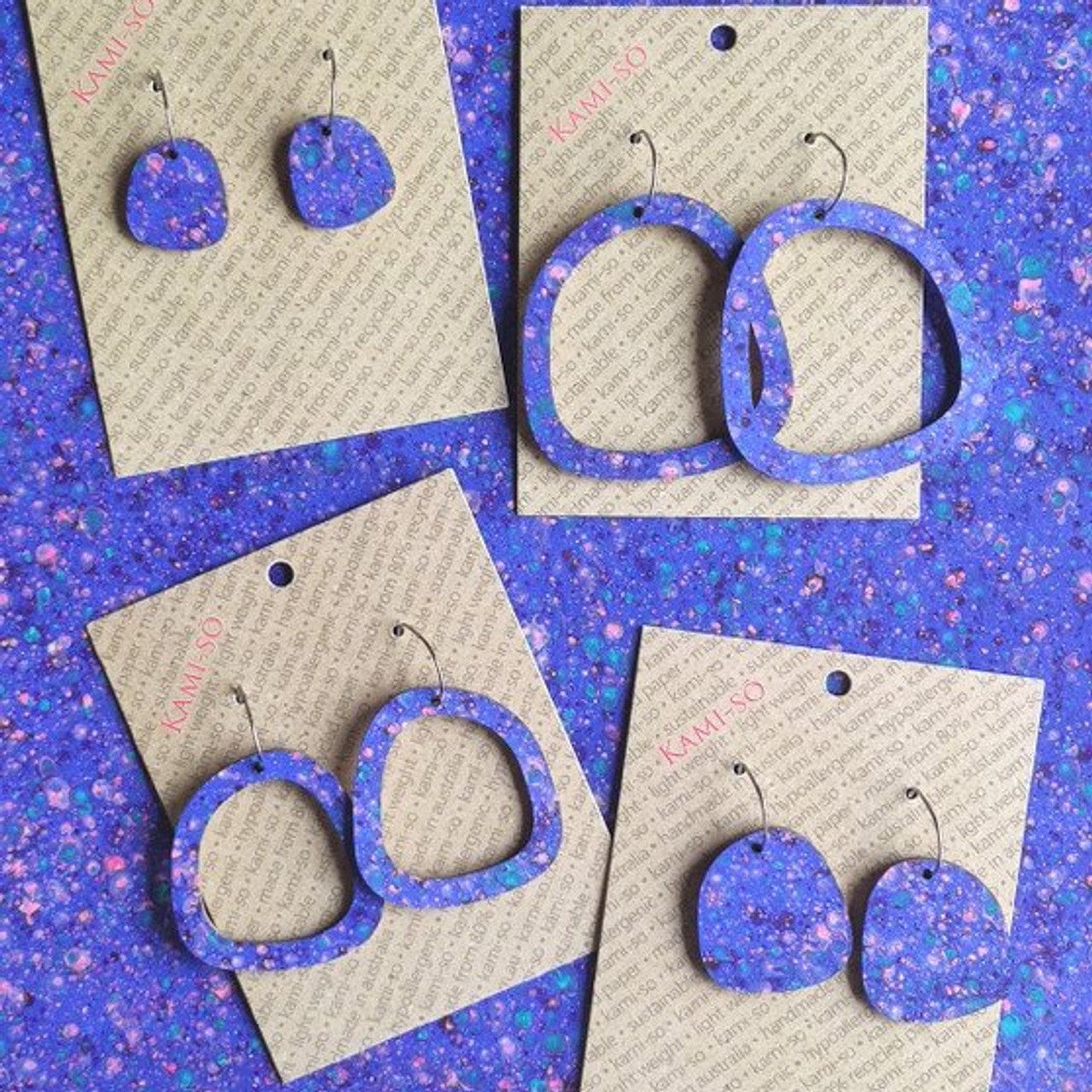 Square Recycled Paper Earrings - Large Hoop - Image 8