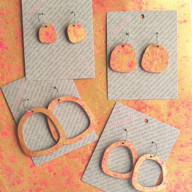 Square Recycled Paper Earrings - Large Hoop - Image 9