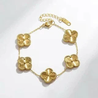 Stainless Steel Gold Clover Bracelet - Gold