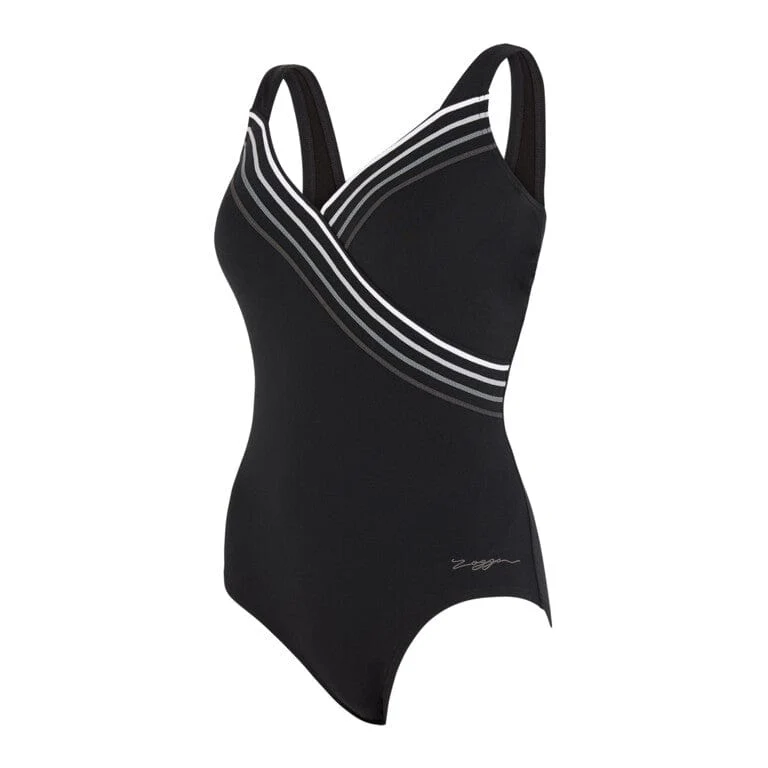 Zoggs Suffolk Concealed Underwire One Piece - Grey/White - Image 6