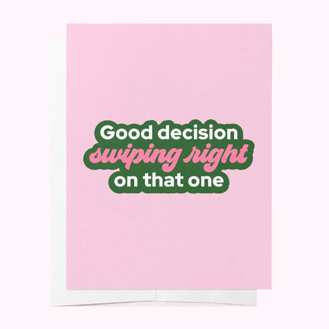 Swiping right - Pink Wedding Greeting Card