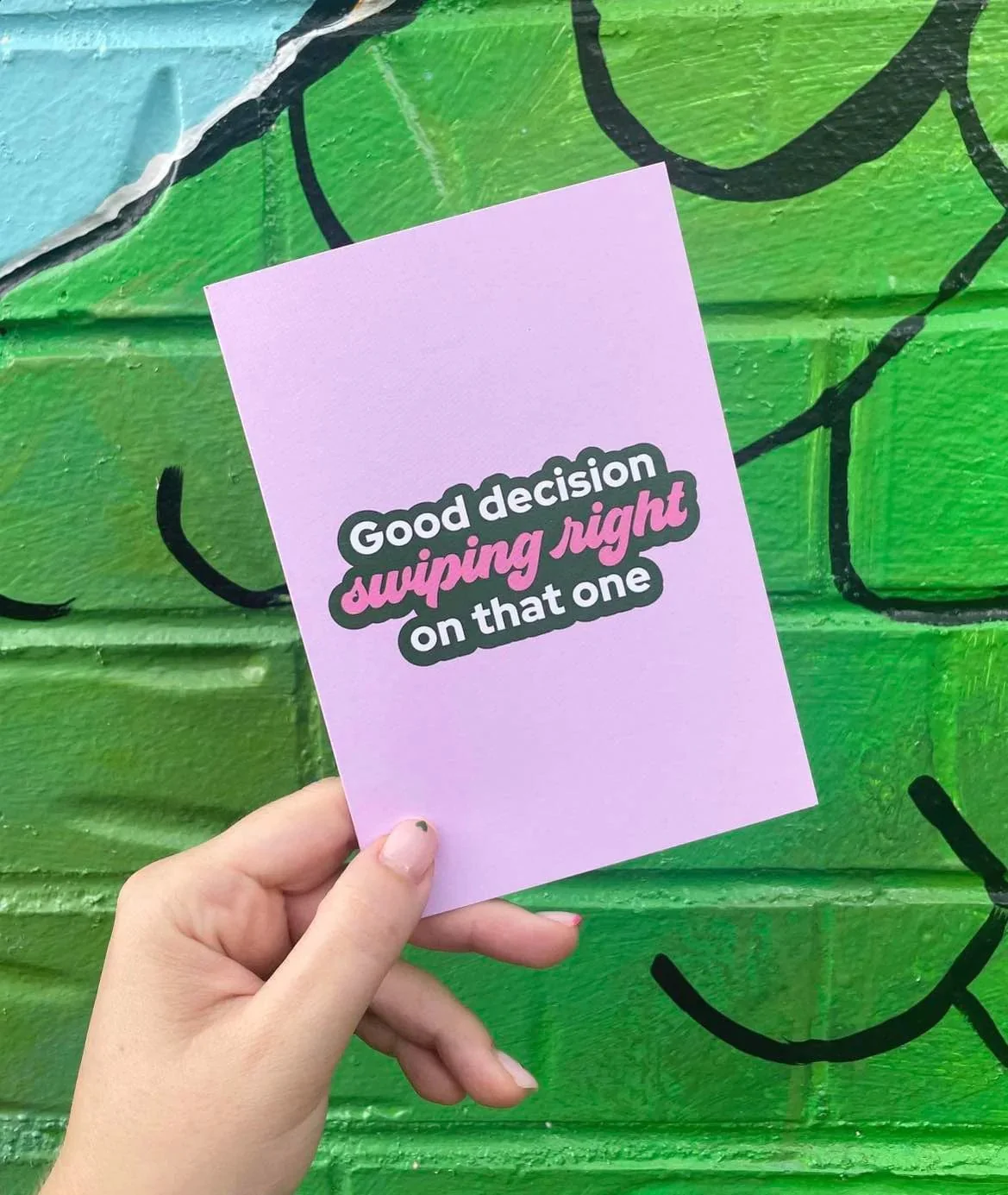 Swiping right - Pink Wedding Greeting Card - Image 3
