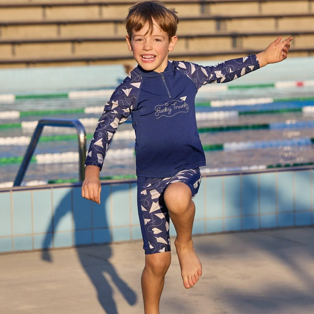 Funky Trunks Toddler Boys Zippy Rash Vest - Paper Plain