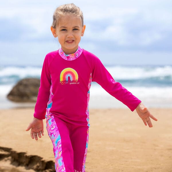 Speedo Toddler Girls All-In-One Rainbow Sun Suit - Image 3