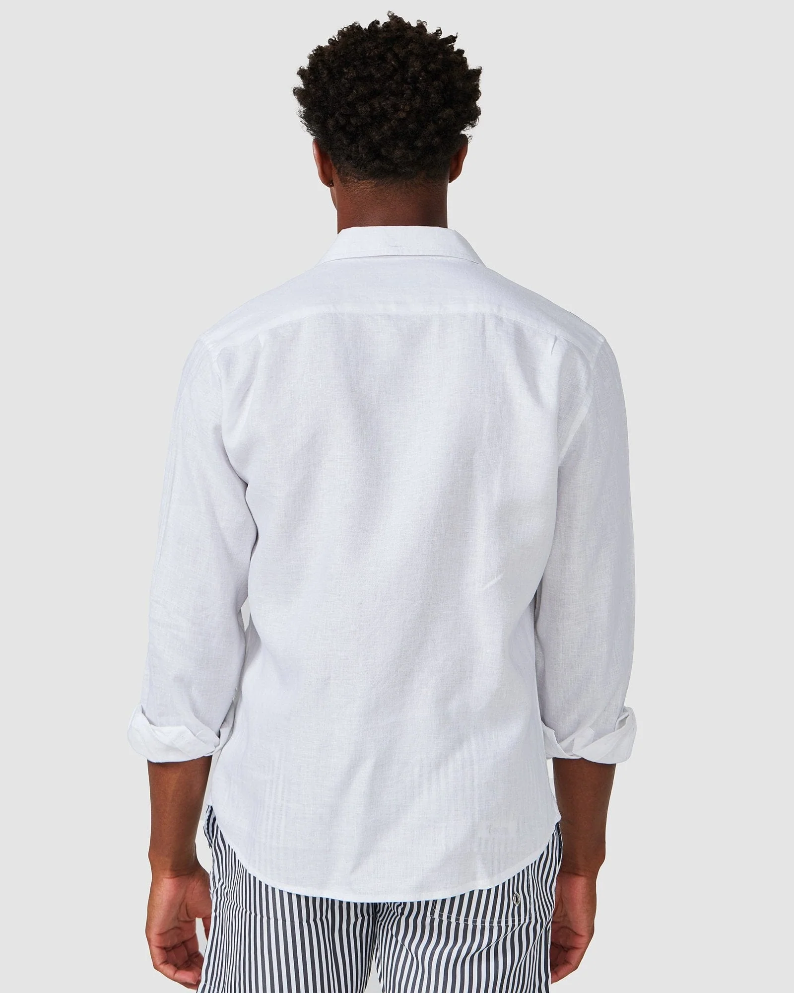 Linen Long Sleeve Shirt - White - Image 4