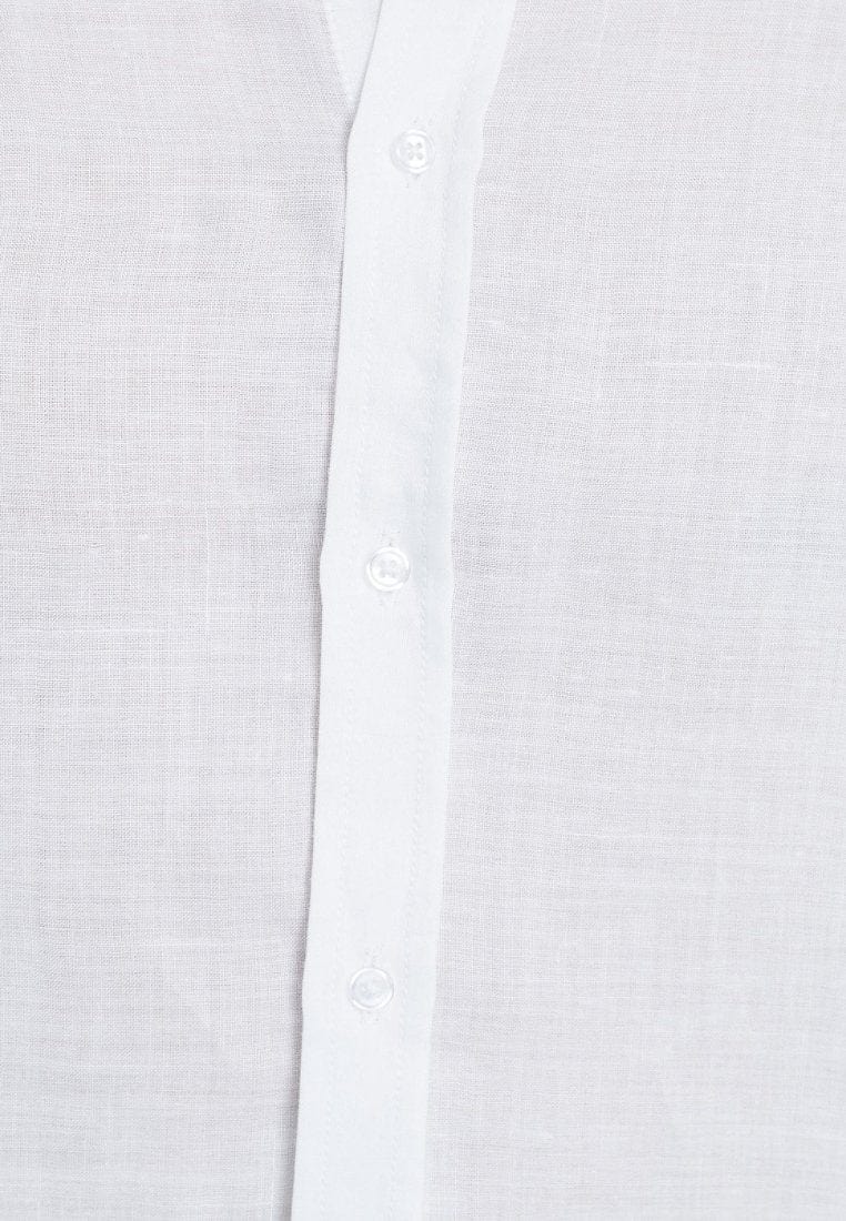 Linen Long Sleeve Shirt - White - Image 5