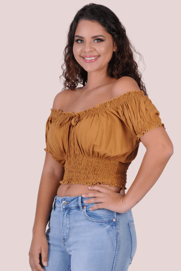 Peasant Top With Ruched Hem - Image 11