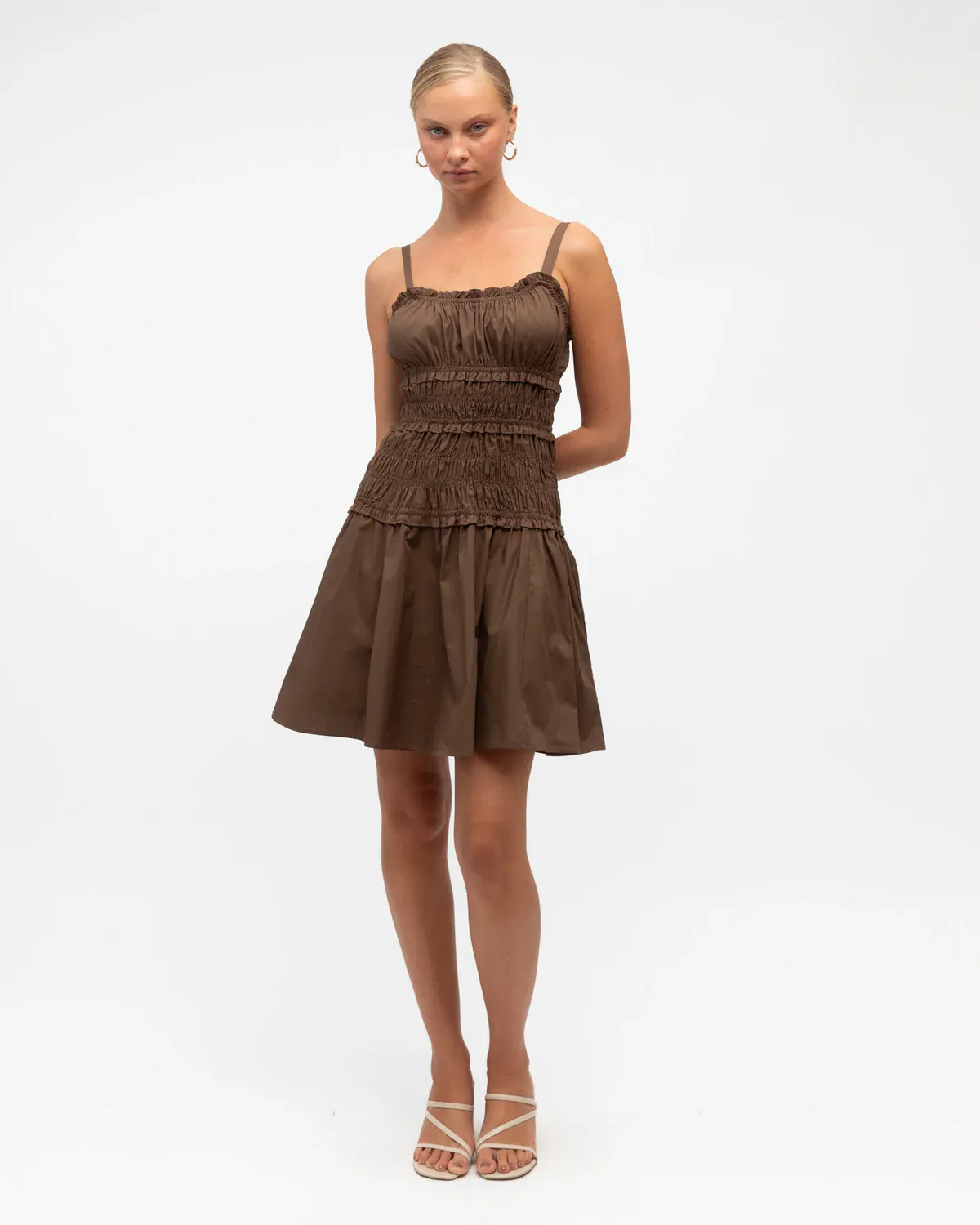 White Closet Shirred Strappy Mini - Brown