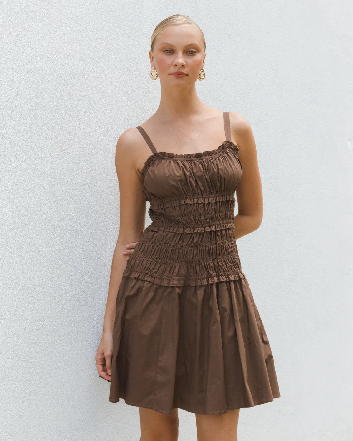 White Closet Shirred Strappy Mini - Brown - Image 4
