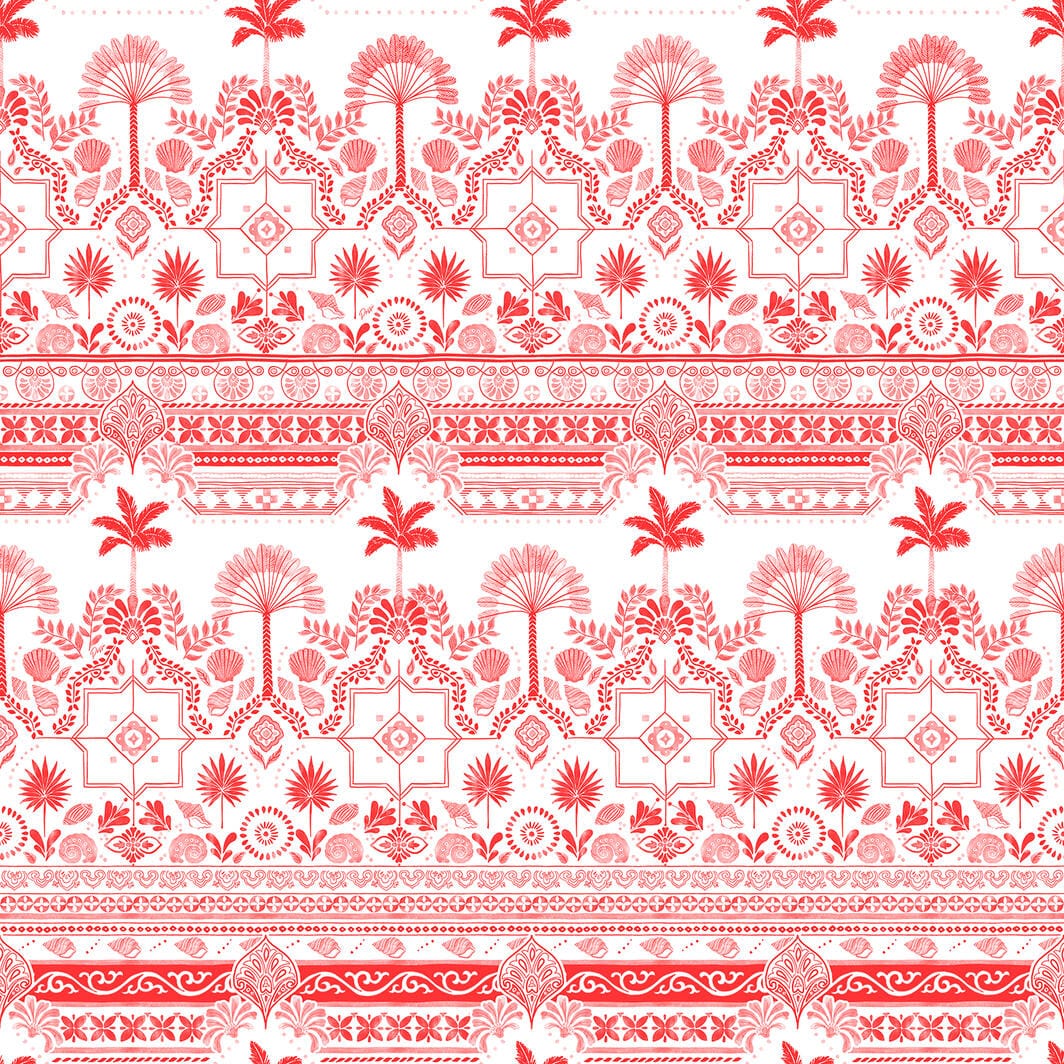 Zahlia Short Kimono Mediterranean - Red & White - Image 6